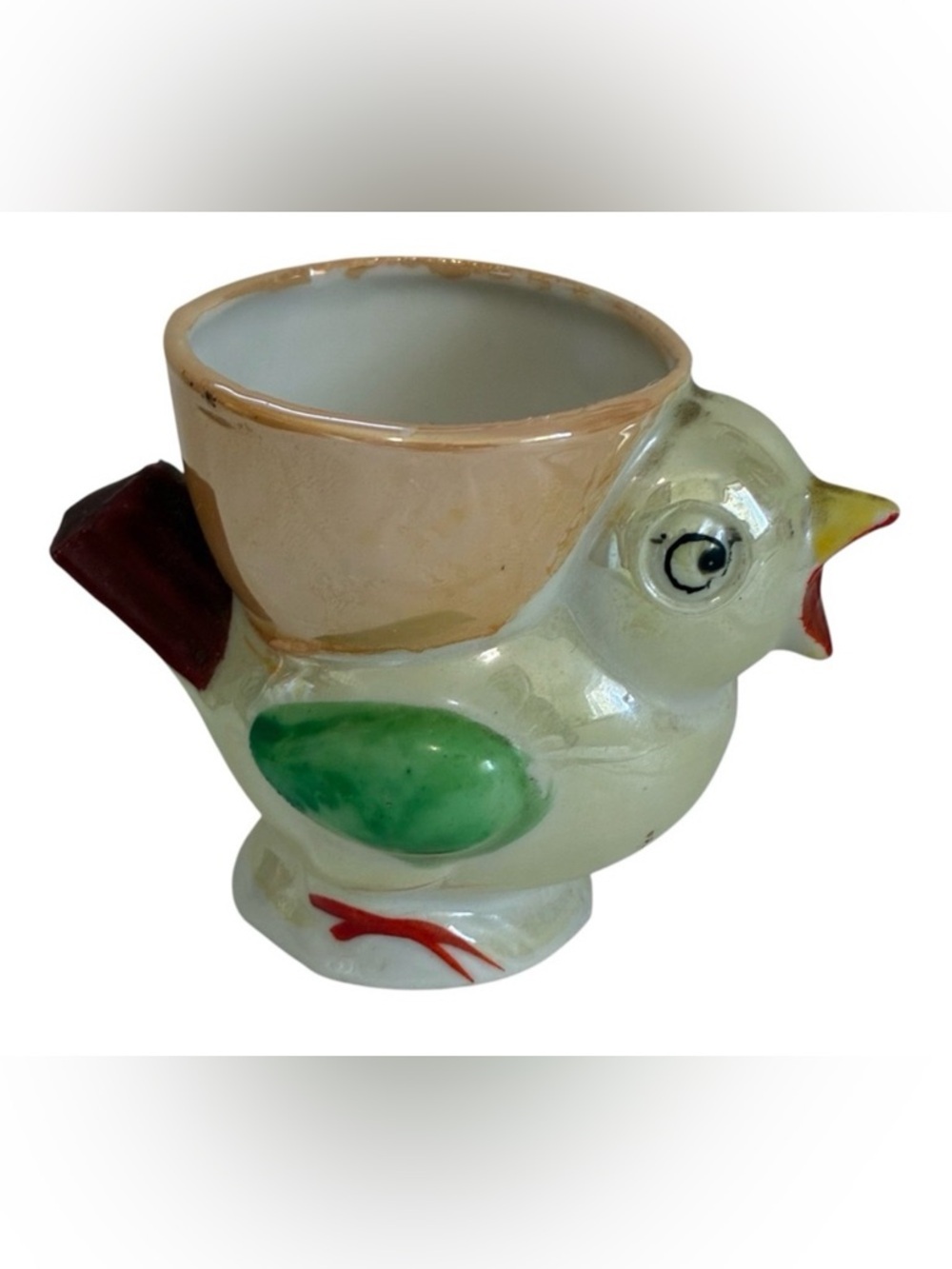 VINTAGE LUSTREWARE BIRD EGG CUP PORCELAIN JAPAN